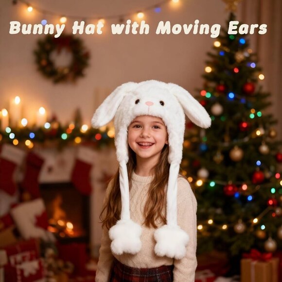 Animal Plush Hat with Moving Ears Pop Up Beating Cosplay Dress Up Gift for Kids